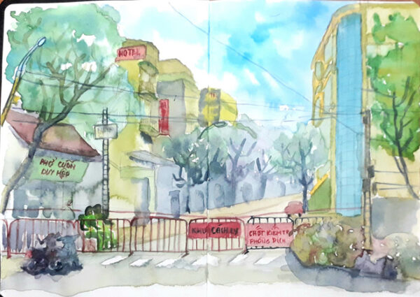 sketches show how lives of hanoians go on amid covid 19 pandemic