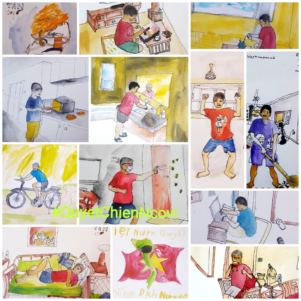 sketches show how lives of hanoians go on amid covid 19 pandemic