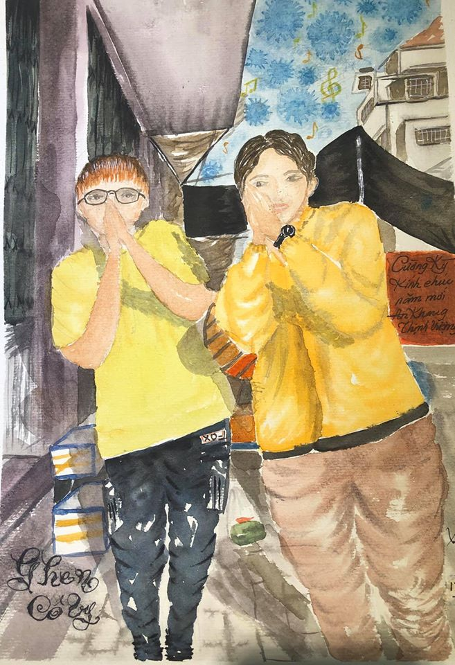 sketches show how lives of hanoians go on amid covid 19 pandemic