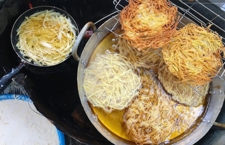 Fried sweet potato cake, delightful street food in Vietnam
