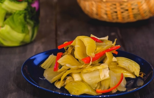 pickled mustard greens traditional side dish for the taste of vietnam