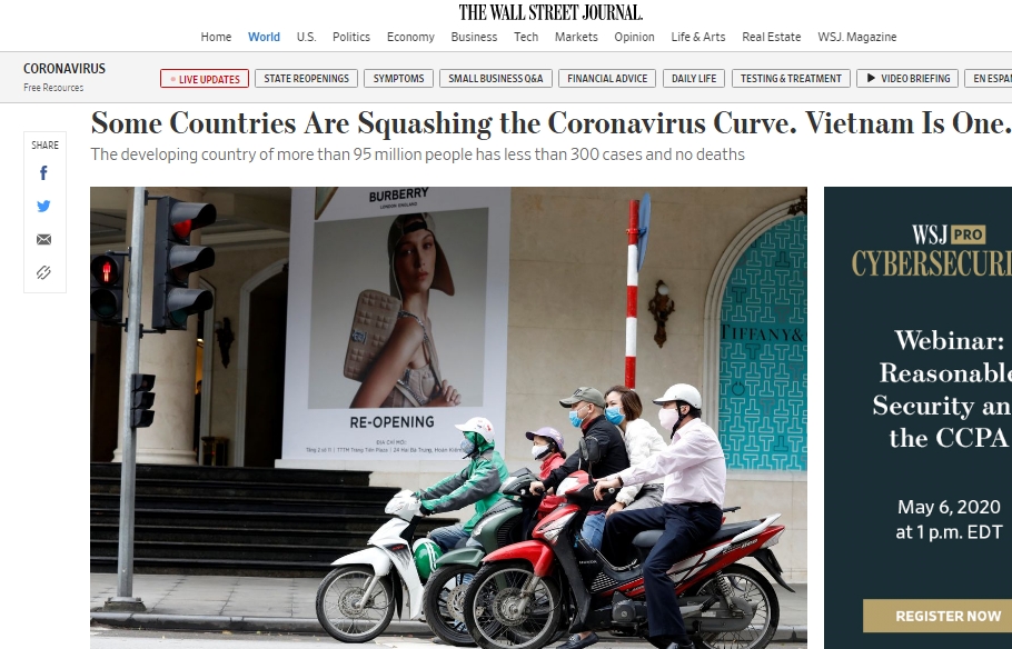 wsj outlet vietnam among of the countries conquer coronavirus curve