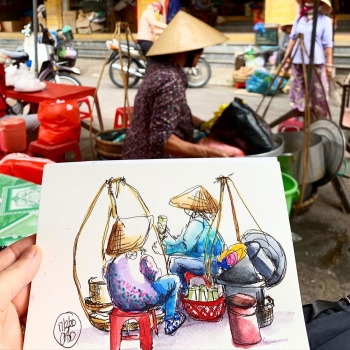 vietnamese students impressive sketches of hometown in anime style