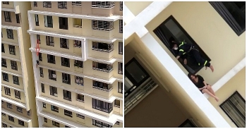 Rescue soldiers save suicidal girl from jumping off 18th floor, with video