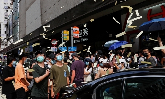 Protesters unleashed hell money during a march protesting against the security law on July 1