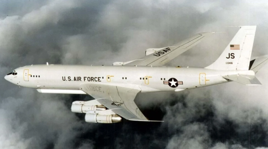 The E-8C was spotted near the Guangdong coast on Monday 
