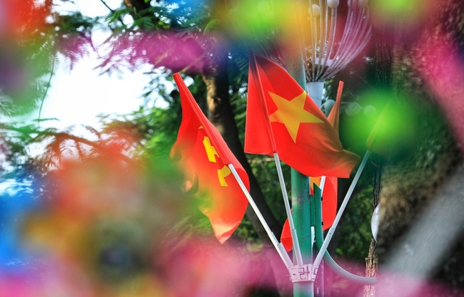 Hanoi adorned with flags and banners in celebration of Independence Day (September 2)