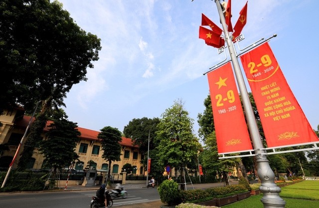 Hanoi adorned with flags and banners in celebration of Independence Day (September 2)