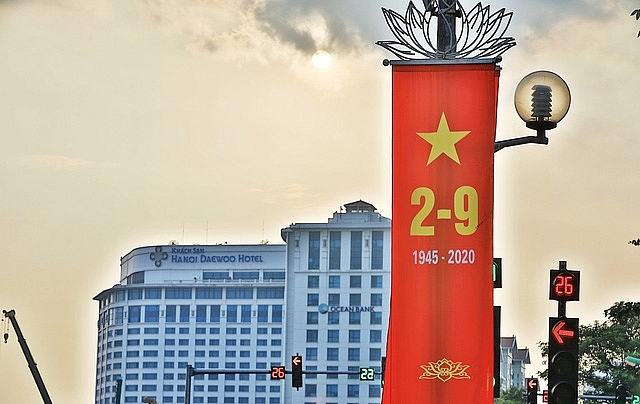 Hanoi adorned with flags and banners in celebration of Independence Day (September 2)