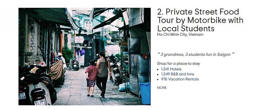 Scooter Tour in Saigon Named in TripAdvisor's Top Food Experiences Worldwide