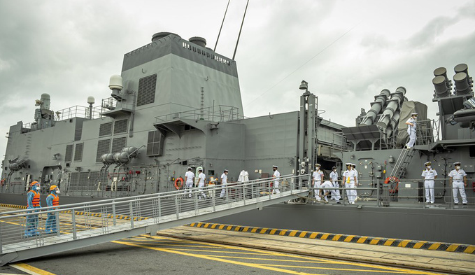 japanese destroyer docked in vietnam on friendly visit