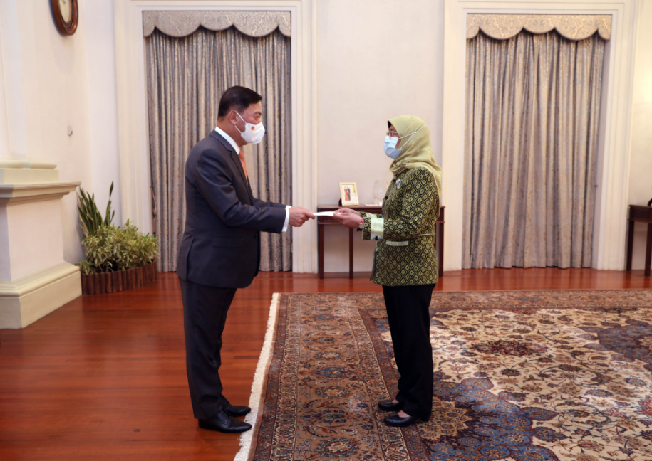 singaporean president delighted at development of ties with vietnam