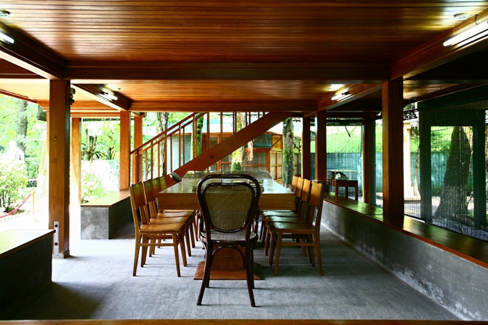 In photo: uncle ho's stilt house in an autumn morning