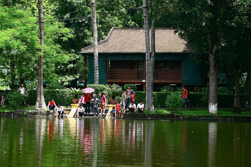 In photo: uncle ho's stilt house in an autumn morning