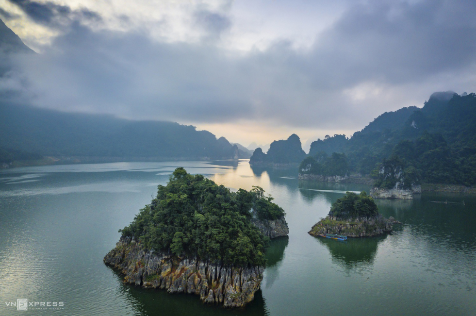 Na Hang picturesque mountain and lake Na Hang picturesque mountain and lake