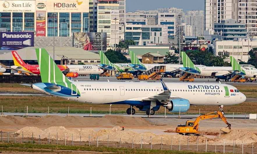 Aircraft park at Tan Son Nhat Airport, HCMC, 2021. Photo by VnExpress