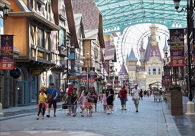 Tourists walk around to see the medieval European architecture in Phu Quoc (Kien Giang). Photo: VNA