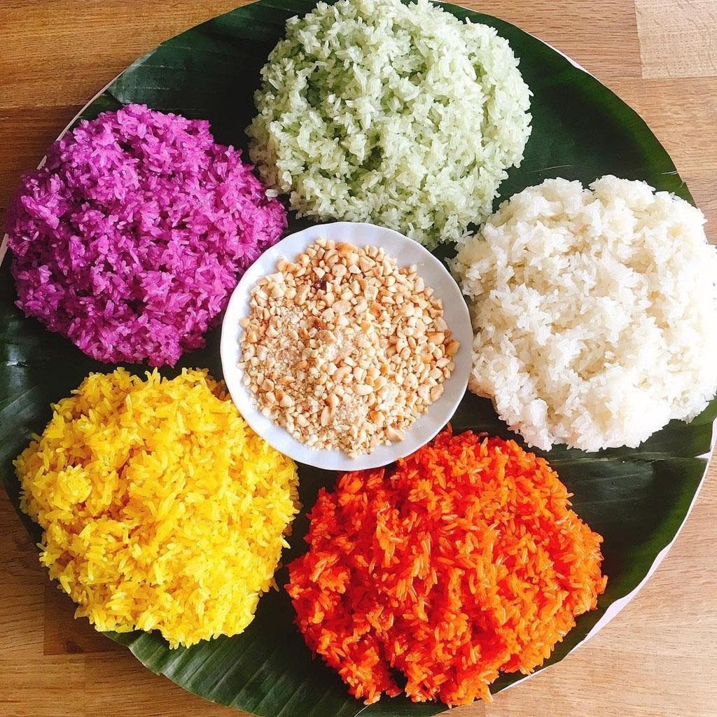 a sweet taste of xoi ngu sac traditional dish of northwestern highlands in vietnam