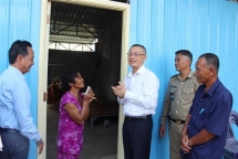 three families of vietnamese cambodians receive new houses after blaze last year