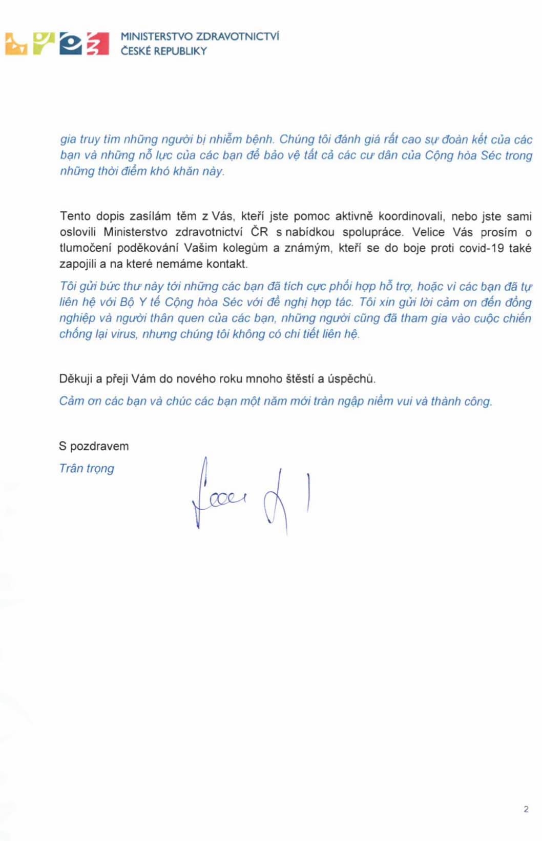 Czech Health Minister send Tet wishes to Vietnamese community