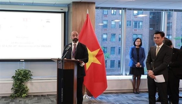 UN Under-Secretary-General for Legal Affairs and UN Legal Counsel Miguel Soares speaks at the ceremony on June 14. (Photo: VNA