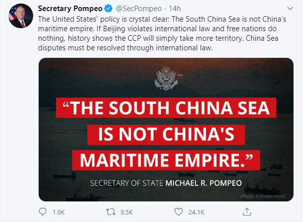 mike pompeo the south china sea is not chinas maritime empire