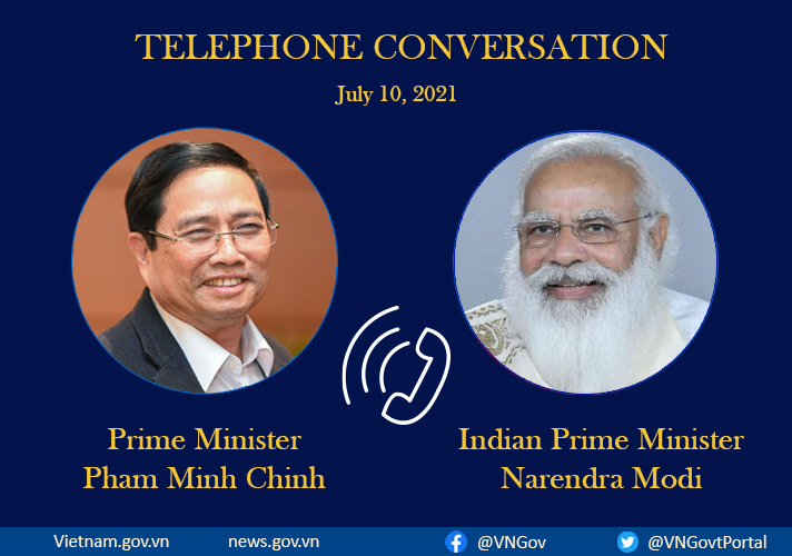Prime Minister Pham Minh Chinh engaged in a phone talk with his Indian counterpart Narendra Modi on July 10,