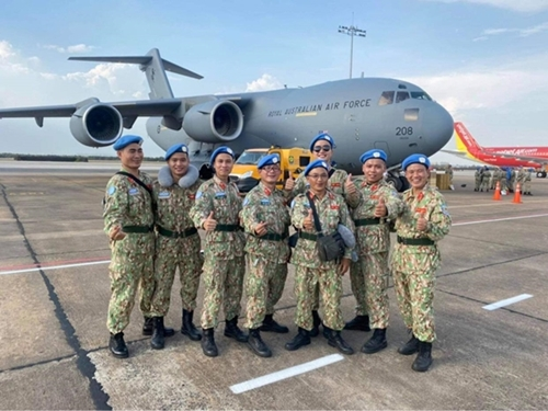 L2FH Rotation 3’s personnel, including members of the Logistics Unit, at a send-off ceremony before heading to South Sudan