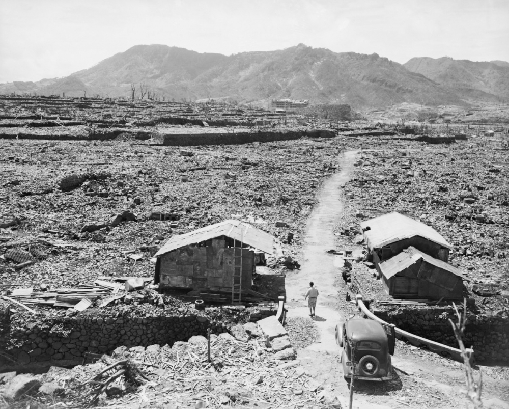 Photo: An area in Hiroshima flattened by atomic bombs. Photo: History