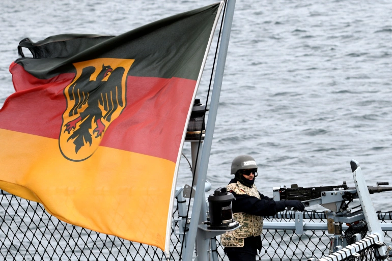 The German ship will not pass within what officials called the '12-nautical-mile' in a reference to contested areas in the crowded sea [File: Fabian Bimmer/Reuters]