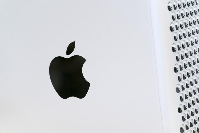 This May 21, 2021 photo shows the Apple logo displayed on a Mac Pro desktop computer in New York. Apple is planning to scan U.S. iPhones for images of child abuse, drawing applause from child protection groups but raising concern among security researchers that the system could be misused by governments looking to surveil their citizens.(AP Photo/Mark Lennihan)
