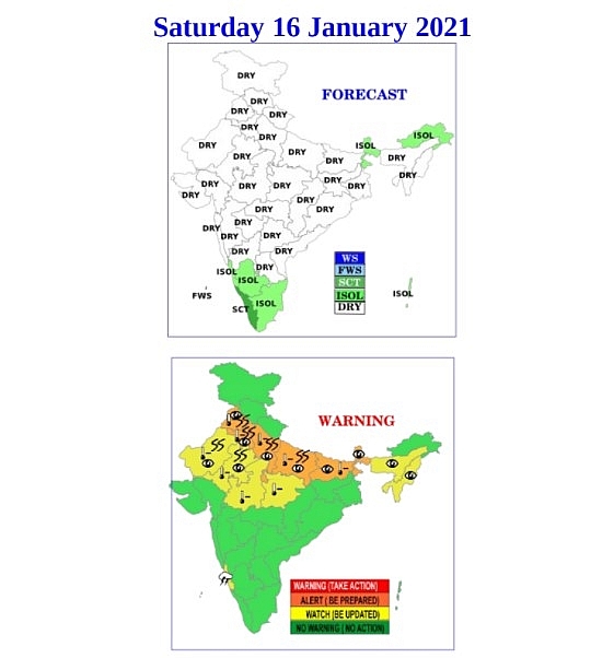 India weather forecast latest, january 16: north india braces for cold air while parts of south experience wet weather