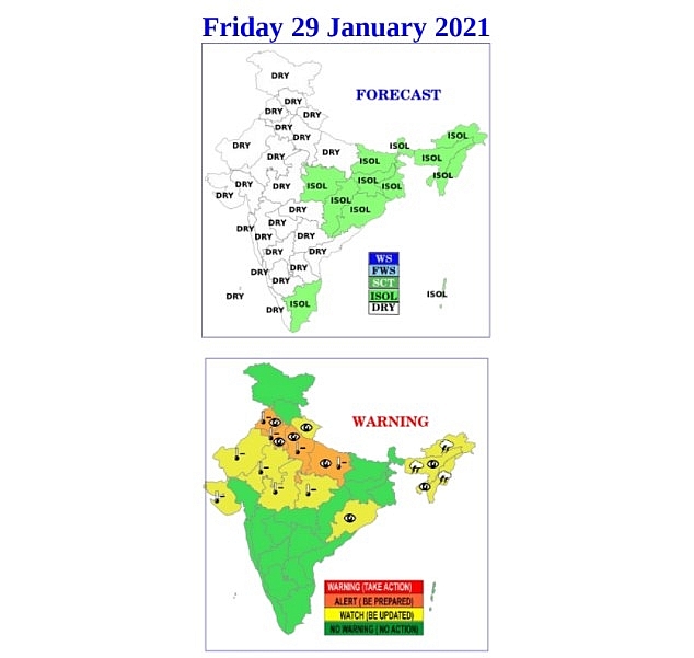 India daily weather forecast latest, January 29: Light rain, snow to cover Northeast India as cold conditions persist