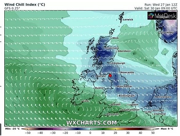 UK and Europe daily weather forecast latest, January 29: Heavy snow band to sweep the UK while temperatures plunge