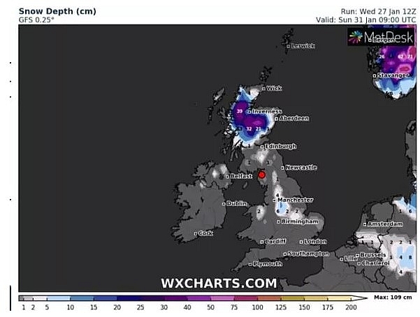UK and Europe daily weather forecast latest, January 29: Heavy snow band to sweep the UK while temperatures plunge