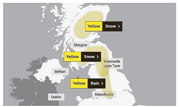 UK and Europe daily weather forecast latest, February 3: Rain and snow warnings issued for parts of the UK
