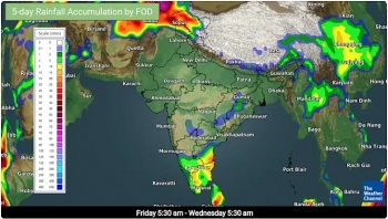 india daily weather forecast latest february 21 scattered to fairly widespread rainfall snowfall with isolated thunderstorms lightning and hail