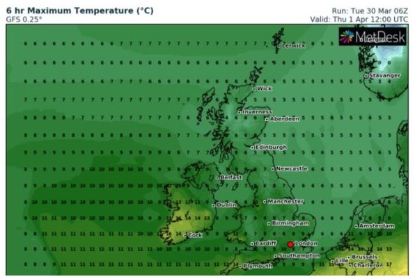 UK and Europe daily weather forecast latest, April 1: Mostly dry with plenty of sunshine, best in the North and West of the UK