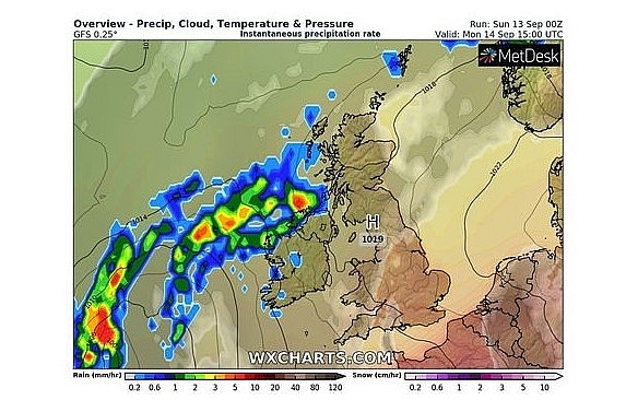 UK and europe weather forecast latest, september 14: britain to bear a midweek plume of heat