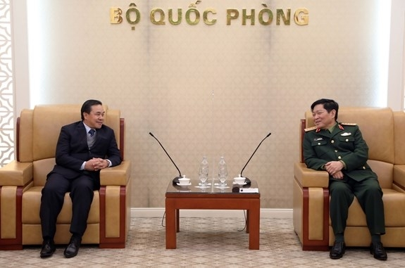 minister of national defence meets and discusses with lao ambassador to promote defence ties