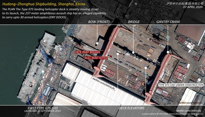 A new Chinese amphibious assault ship caught fire