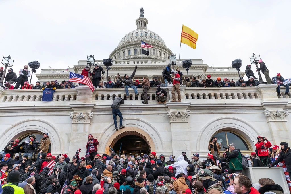 Protesters seen all over Capitol building where pro-Trump supporters rioted on January 6, 2021