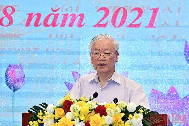 General Secretary Nguyen Phu Trong delivered a speech to direct the Conference. (Photo: DANG KHOA) 