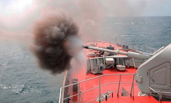 Vietnamese Warships Practice Shooting Artillery and Machine Guns in Army Games