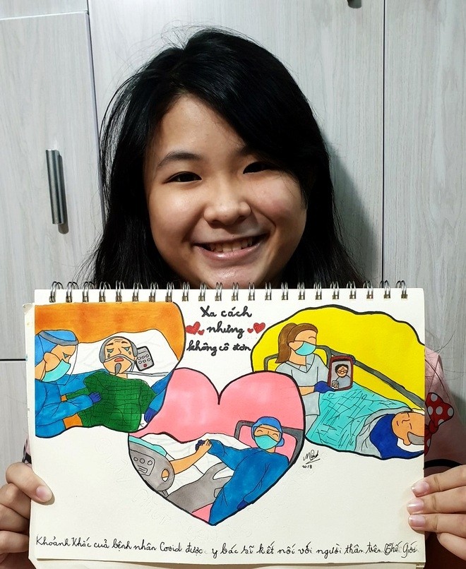 11 year old girl draws pictures of white blouse soldiers fighting against covid 19