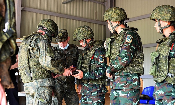 Members of the Vietnamese meridian team at the Army Games in Russia, August 29, 2021. Photo: People's Army newspaper
