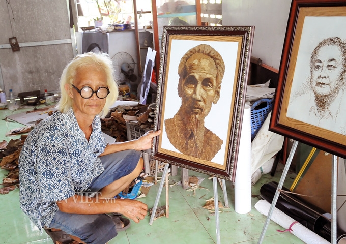 vietnamese artist makes painting out of lotus leaves