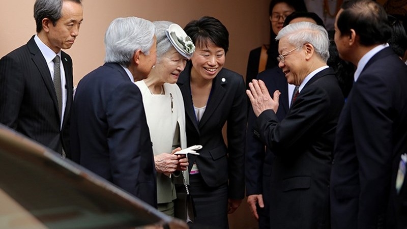 party leader receives japanese emperor and empress