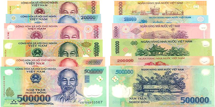 Famous Vietnamese attractions described on bank notes